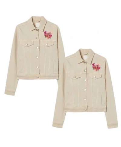 Happy Valentine Day Couple Beige Demin Jackets