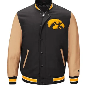 Iowa Hawkeyes Black And Brown Letterman Jacket