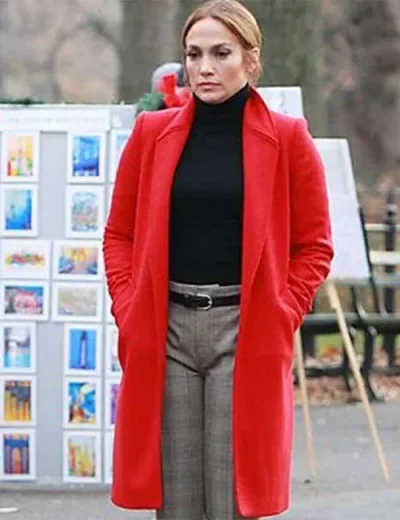 Jennifer Lopez Valentines Day Red Trench Coat