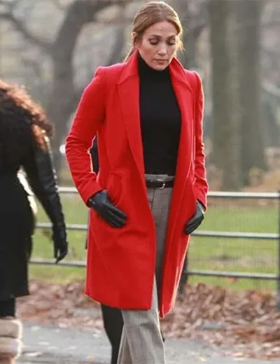 Jennifer Lopez Valentines Day Red Trench Coat