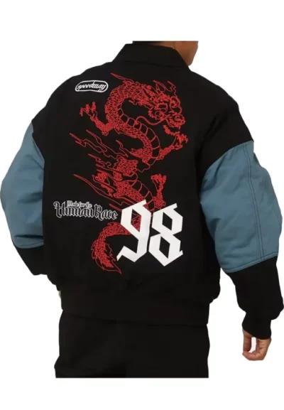 Loiter Racing Blue And Black Varsity Jacket