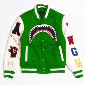 Robert Phillipe We Killed Ape Green Wool Varsity Jacket