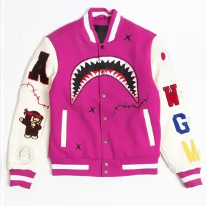 Robert Phillipe We Killed Ape Pink Wool Varsity Jacket