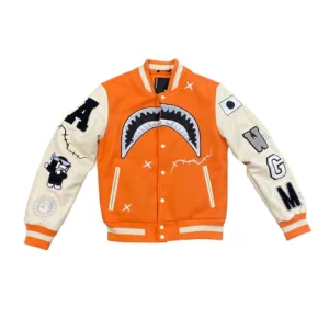 Robert Phillipe Yellow And White Wool Varsity Jacket
