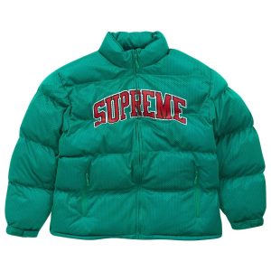 Supreme Mesh Jersey Puffer Green Jacket