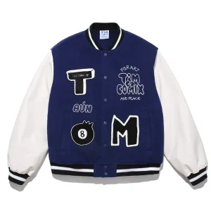 Timcomix 8 Ball Blue And White Varsity Jacket
