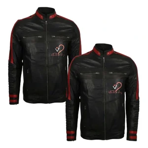 Valentine Day Couples Black Biker Leather Jacket