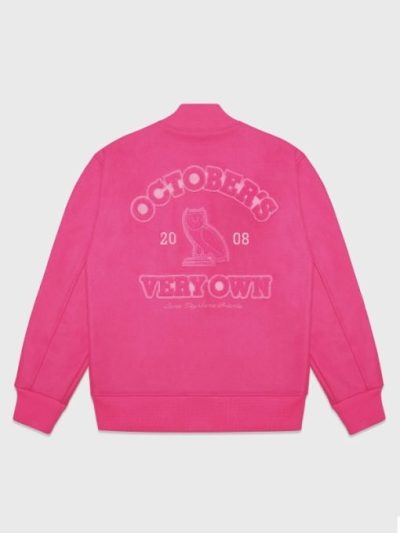 October’s Very Own Pink Hooded Varsity Jacket