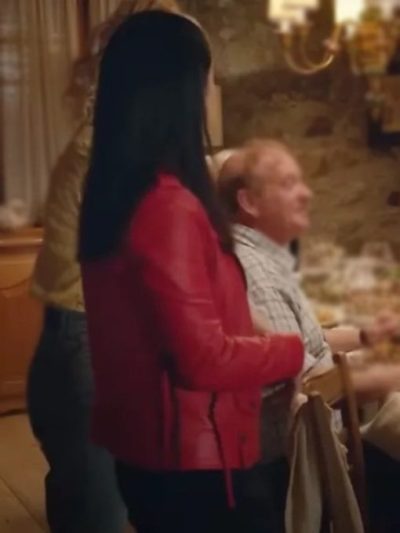 Vanessa Hudgens French Girl 2024 Red Leather Jacket