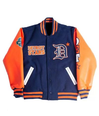 Nlbm Team Detroit Stars Baseball Varsity Blue And Orange Jacket