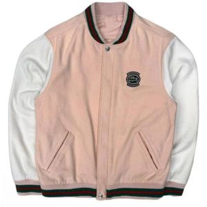 Lacoste Supreme Peach And White Varsity Jacket