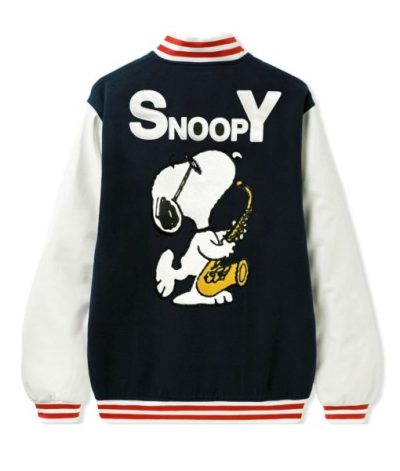Snoopy Butter Letterman Black And White Jacket