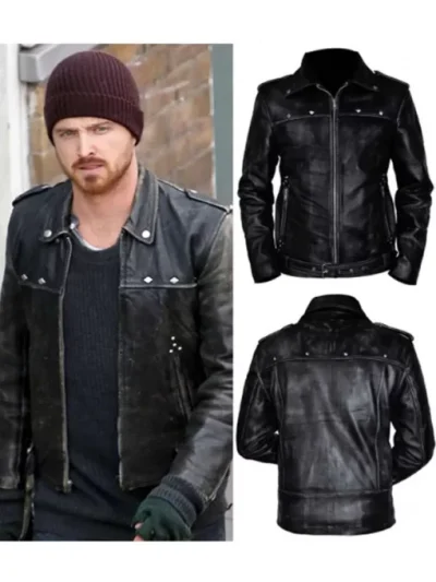 Aaron Paul A Long Way Down Leather Black Jacket