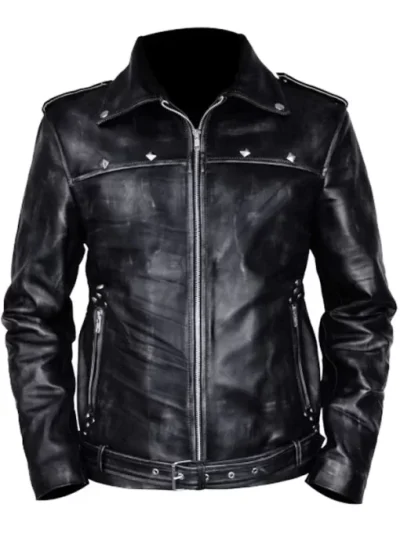 Aaron Paul A Long Way Down Leather Black Jacket
