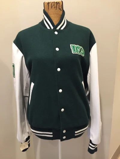 Roots “sobey’s Centenary Anniversary” Green And White Varsity Jacket