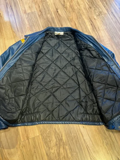 Blue And Yellow Leather Varsity Jacket - Image 5