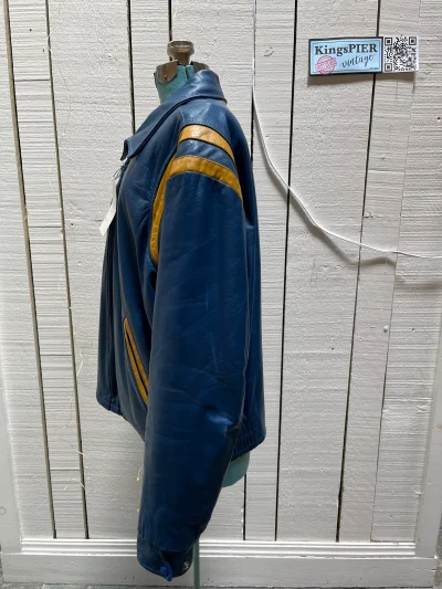 Blue And Yellow Leather Varsity Jacket