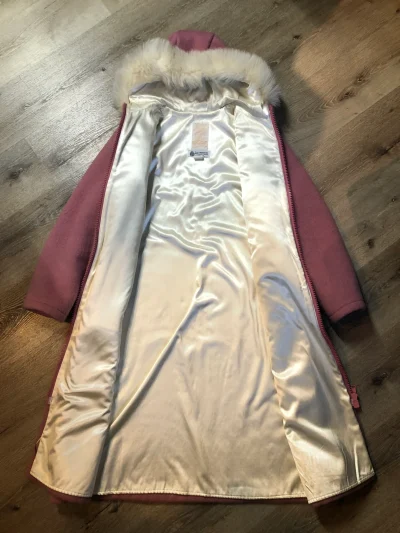 Vintage Hudson's Bay Company Pink Wool Parka With Fur Trimmed Hood