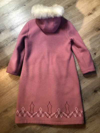 Vintage Hudson's Bay Company Pink Wool Parka With Fur Trimmed Hood