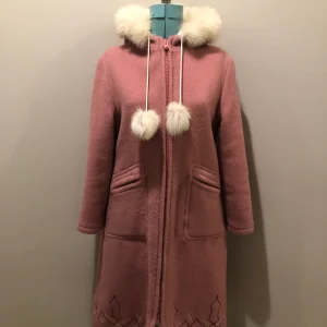 Vintage Hudson's Bay Company Pink Wool Parka With Fur Trimmed Hood