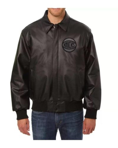 Black NBA New York Knicks Leather Jacket