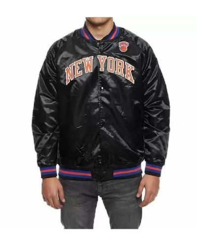 Black NBA New York Knicks Satin Jacket