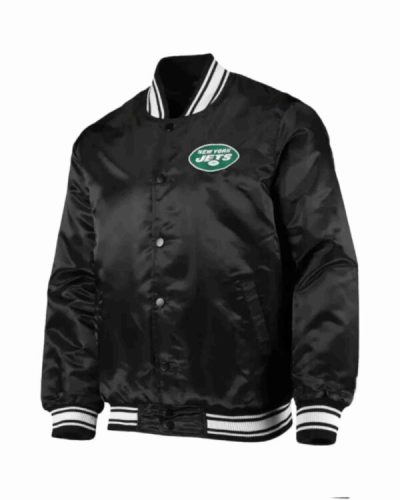 Black New York Jets Locker Room Satin Jacket