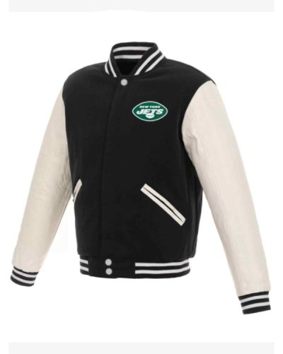 Black White Nfl New York Jets Varsity Jacket