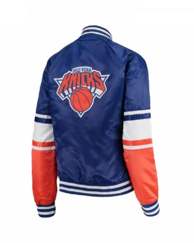 Blue Orange Nba New York Knicks Victory Satin Jacket