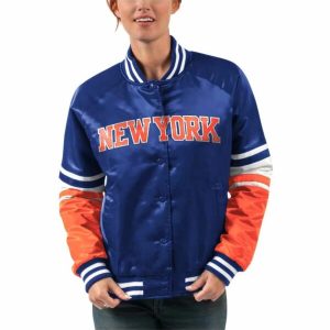 Blue Orange Nba New York Knicks Victory Satin Jacket