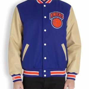 Blue Vintage Nba New York Knicks Varsity Jacket