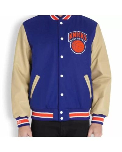 Blue Vintage Nba New York Knicks Varsity Jacket