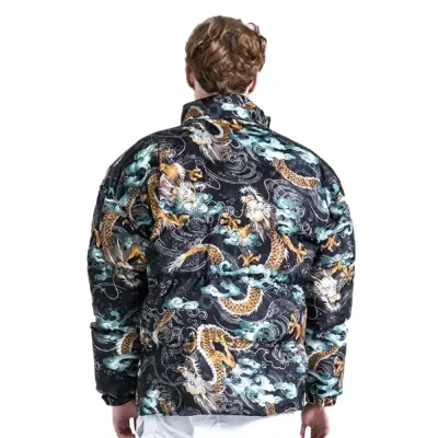 Casual Dragon Cloud Print Parka