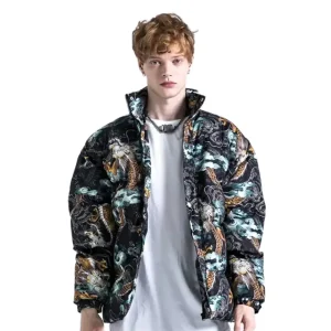Casual Dragon Cloud Print Parka