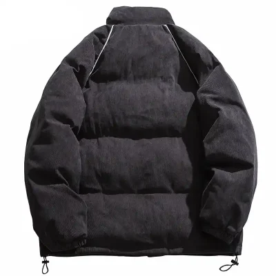 Men’s Embroidered Letter Corduroy Padded Parka
