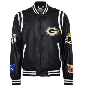 Packers Vegan Leather Varsity Jacket