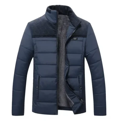 Solid Zipper Puffer Parka