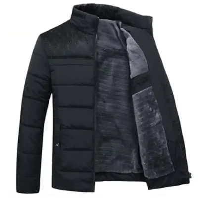 Solid Zipper Puffer Parka