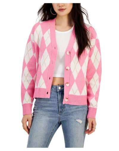 Elsbeth 2024 Carrie Preston Argyle V-neck Cardigan