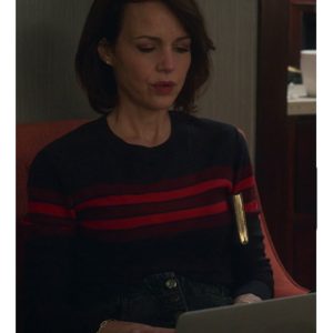 The Girls On The Bus 2024 Carla Gugino Striped Sweater