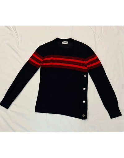 The Girls On The Bus 2024 Carla Gugino Striped Sweater