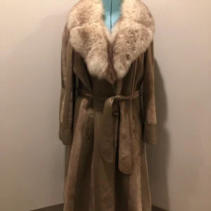 Vintage 70s Tannery Row Suede And Leather Belted Jacket With Fur Collar