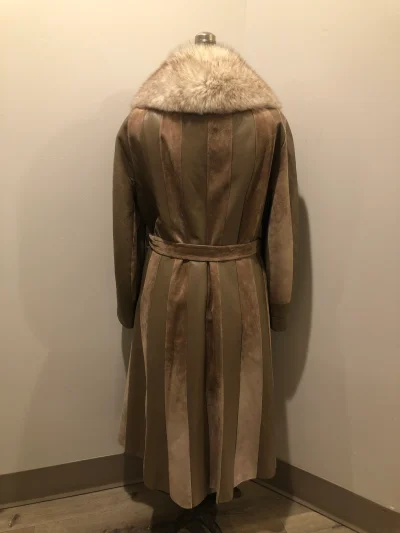 Vintage 70s Tannery Row Suede And Leather Belted Jacket With Fur Collar