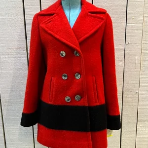 Vintage Hudson's Bay Company Red And Black Point Blanket Wool Coat