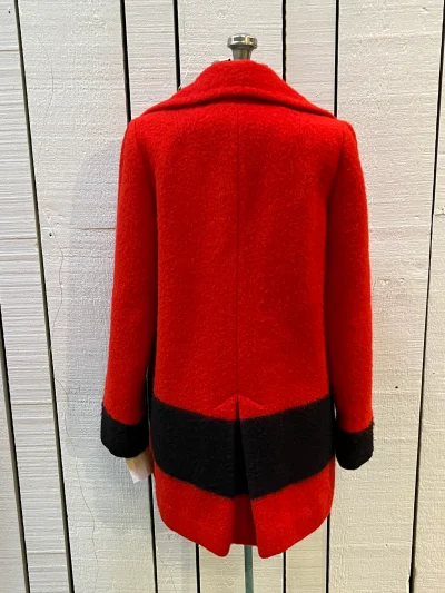 Vintage Hudson's Bay Company Red And Black Point Blanket Wool Coat