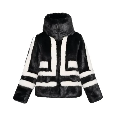 Black Sporty Faux Fur Jacket