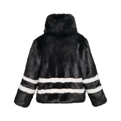 Black Sporty Faux Fur Jacket