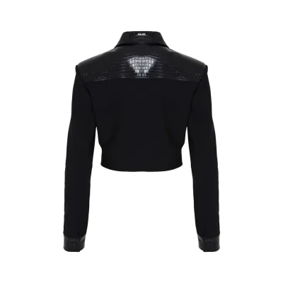 Cropped Faux Leather Blend Jacket