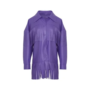 Faux Suede Purple Fringed Jacket
