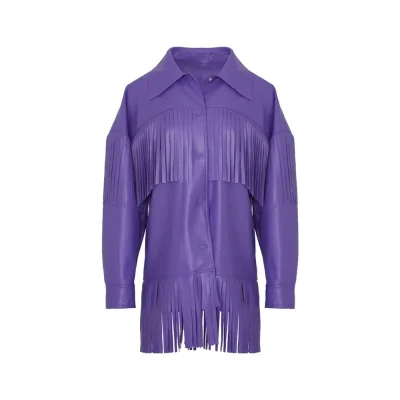 Faux Suede Purple Fringed Jacket